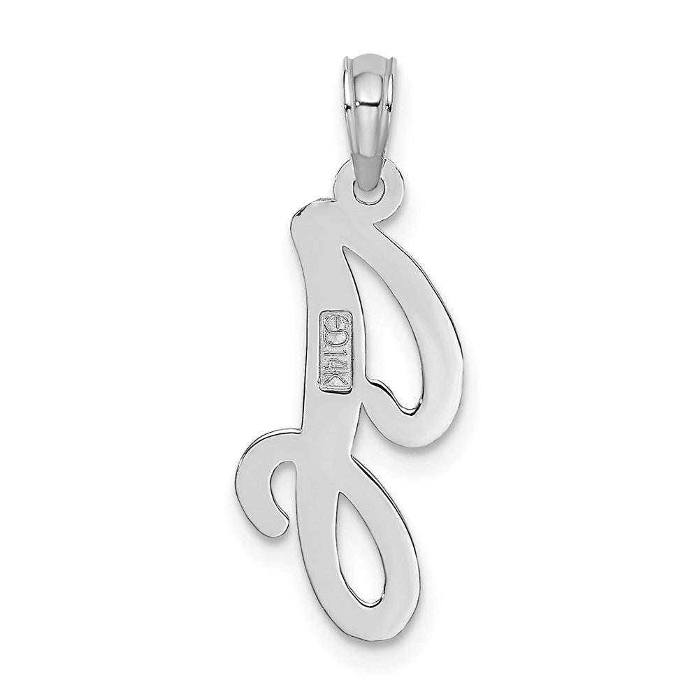 10K / 14K White Gold Polished J Script Initial Charm - Product Photo