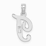 10K / 14K White Gold Polished T Script Initial Charm - Product Photo