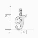 10K / 14K White Gold Polished T Script Initial Charm - Product Photo