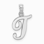 10K / 14K White Gold Polished T Script Initial Charm - Product Photo