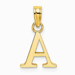 10K / 14K Yellow Gold Polished A Block Initial Charm - Product Photo