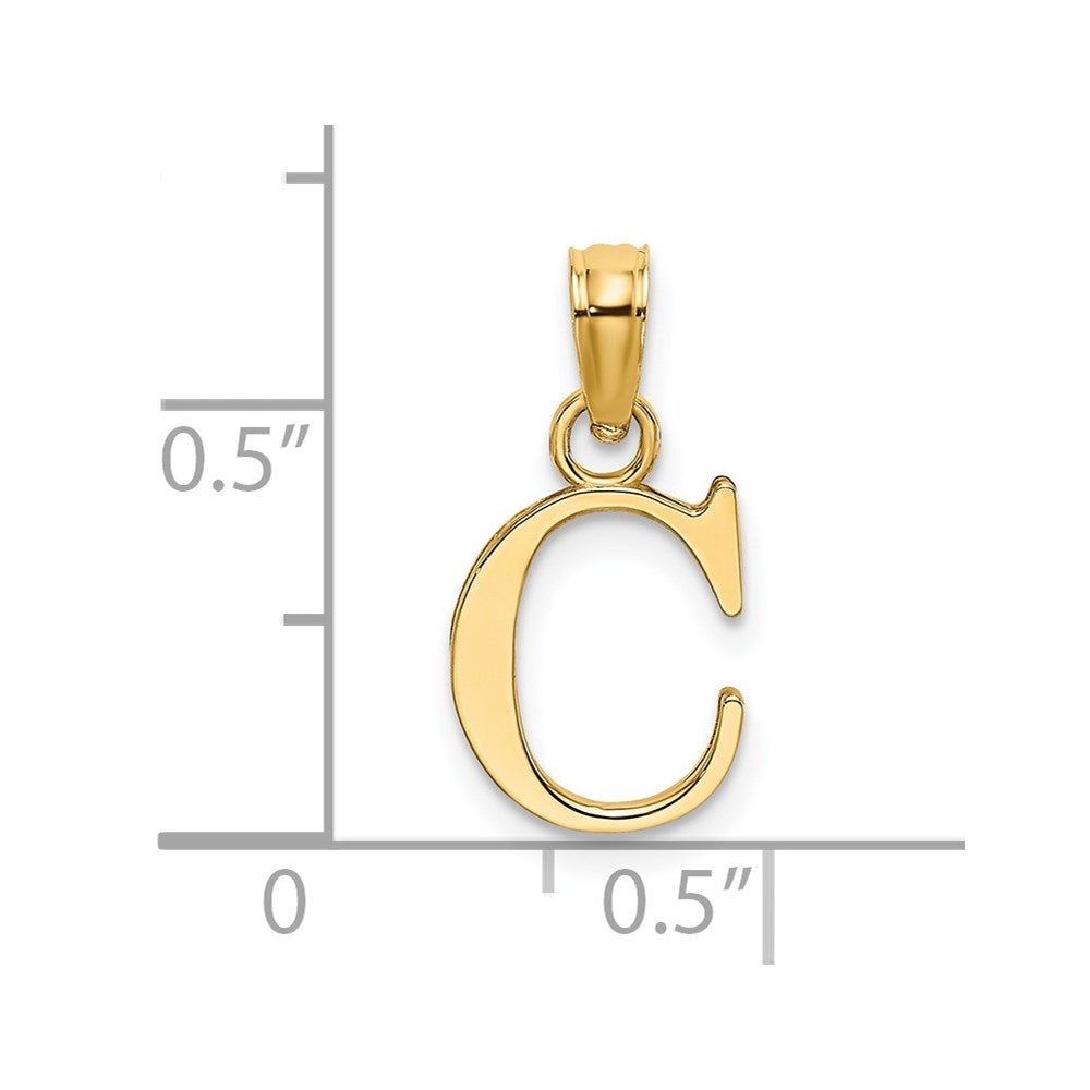 10K / 14K Yellow Gold Polished C Block Initial Charm - Product Photo