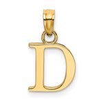 10K / 14K Yellow Gold Polished D Block Initial Charm - Product Photo