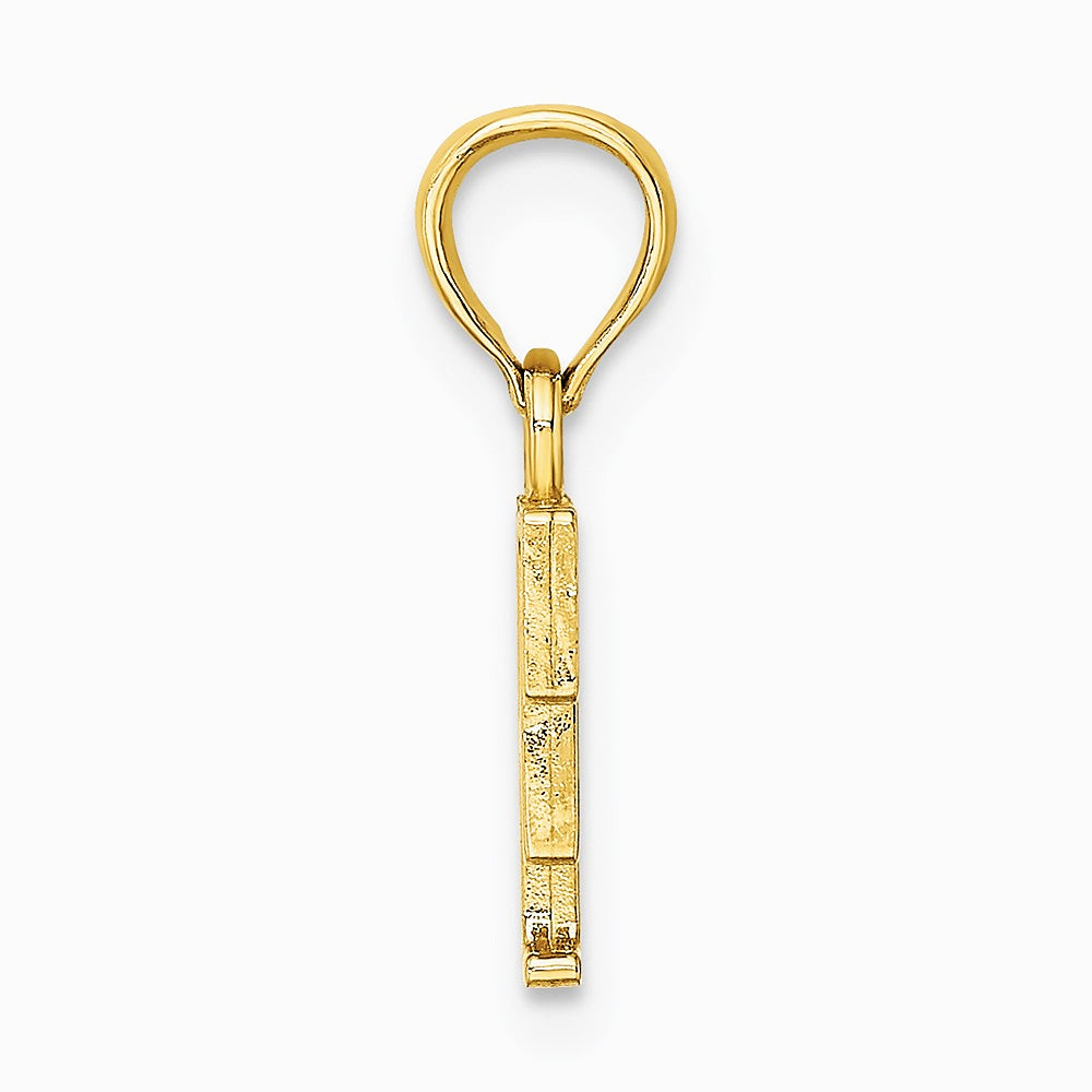 10K / 14K Yellow Gold Polished F Block Initial Charm - Product Photo