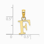 10K / 14K Yellow Gold Polished F Block Initial Charm - Product Photo