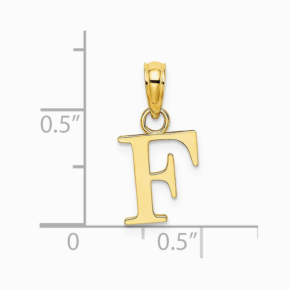 10K / 14K Yellow Gold Polished F Block Initial Charm - Product Photo
