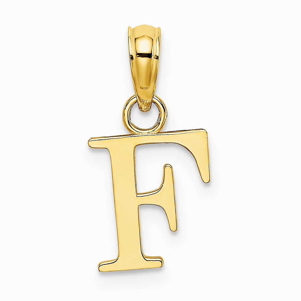 10K / 14K Yellow Gold Polished F Block Initial Charm - Product Photo