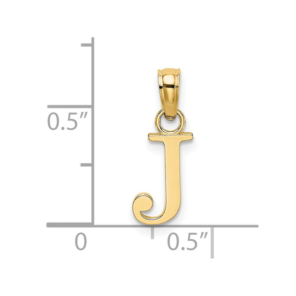 10K / 14K Yellow Gold Polished J Block Initial Charm - Product Photo