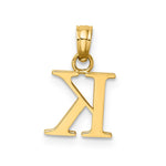 10K / 14K Yellow Gold Polished K Block Initial Charm - Product Photo