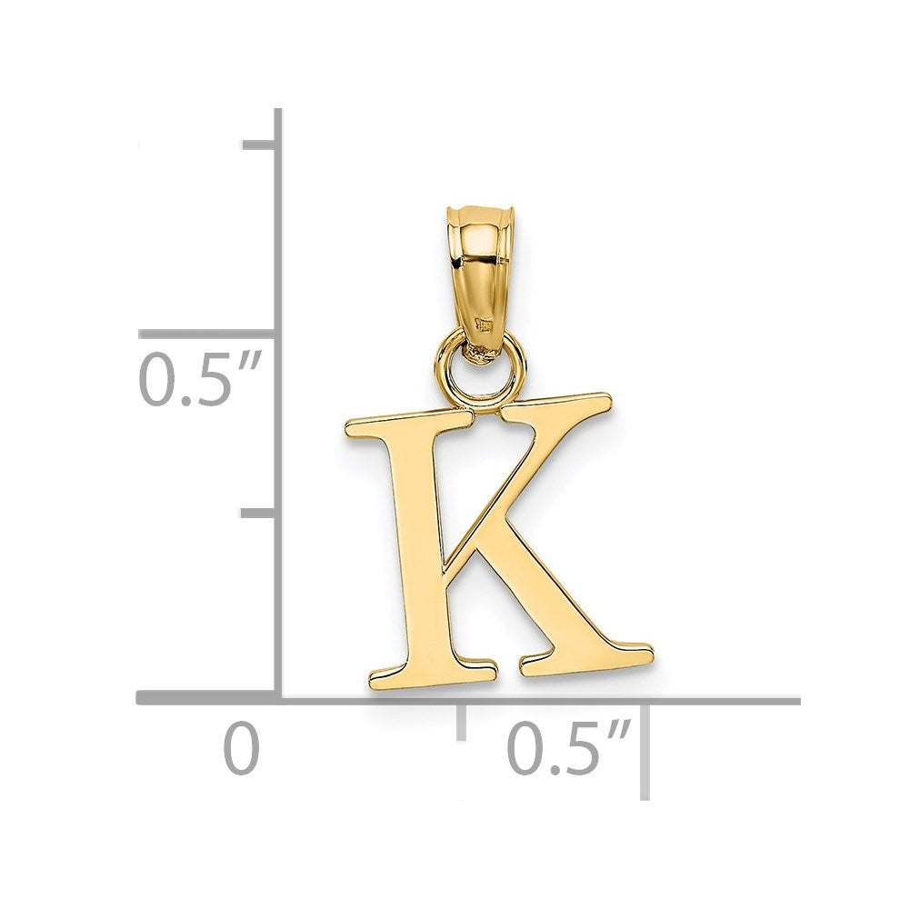 10K / 14K Yellow Gold Polished K Block Initial Charm - Product Photo