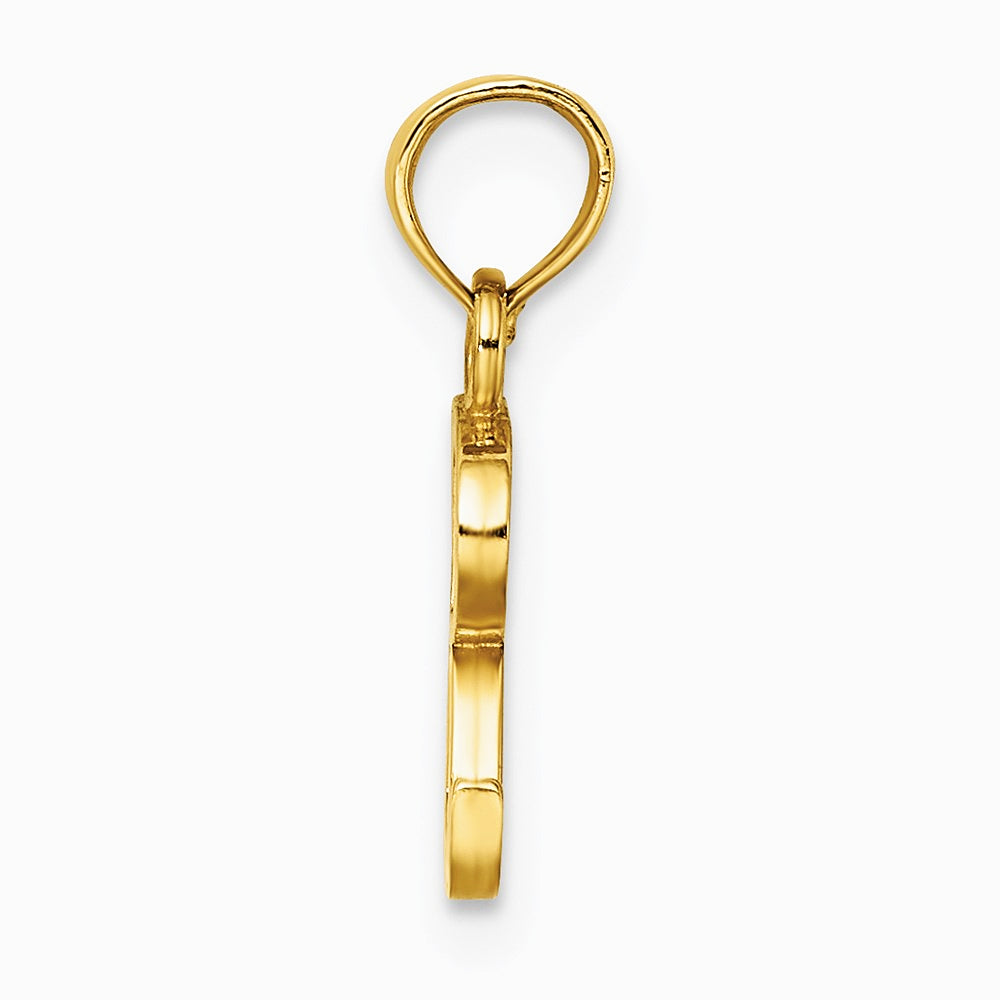 10K / 14K Yellow Gold Polished R Block Initial Charm - Product Photo