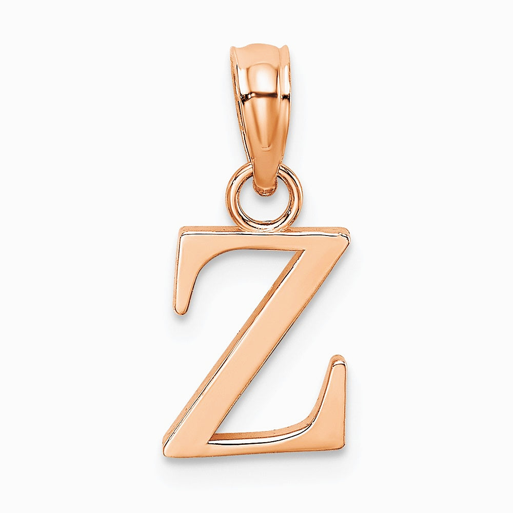 14K Rose Gold Polished Block Letter Z Initial Pendant - Product Photo