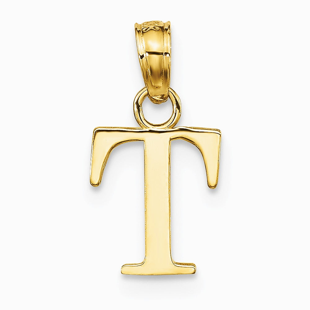 10K / 14K Yellow Gold Polished T Block Initial Charm - Product Photo