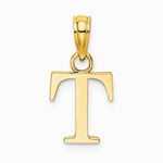10K / 14K Yellow Gold Polished T Block Initial Charm - Product Photo