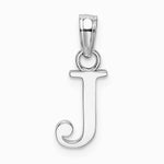 10K / 14K White Gold Polished J Block Initial Charm - Product Photo