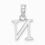 10K / 14K White Gold Polished N Block Initial Charm - Product Photo