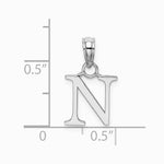 10K / 14K White Gold Polished N Block Initial Charm - Product Photo