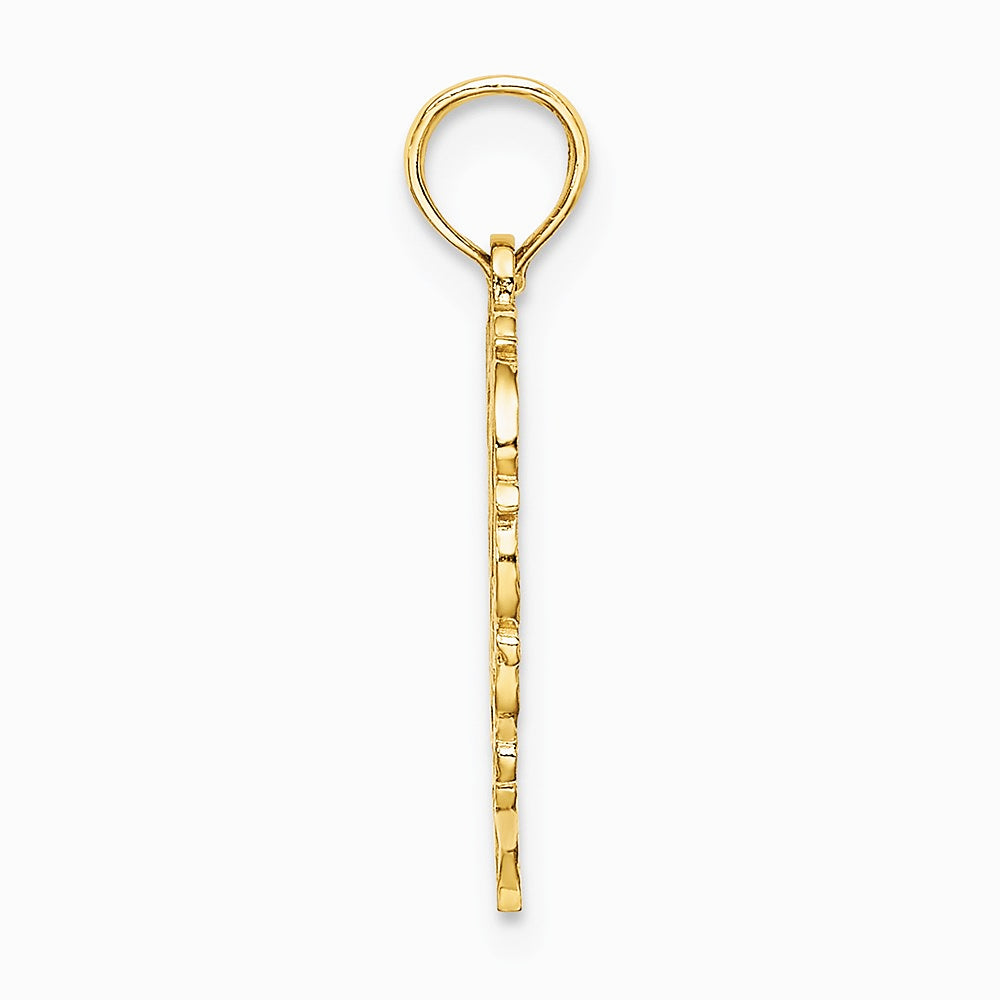 14K Yellow Gold 14KY Heart Script Letter M Initial Charm - Product Photo