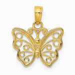 10K / 14K Yellow Gold Cut-Out Small Butterfly Charm - Product Photo