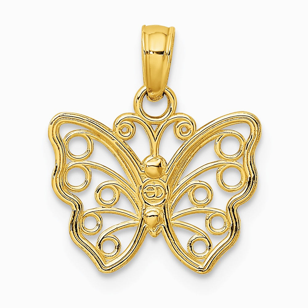 10K / 14K Yellow Gold Cut-Out Small Butterfly Charm - Product Photo