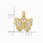 10K / 14K Yellow Gold Cut-Out Small Butterfly Charm - Product Photo