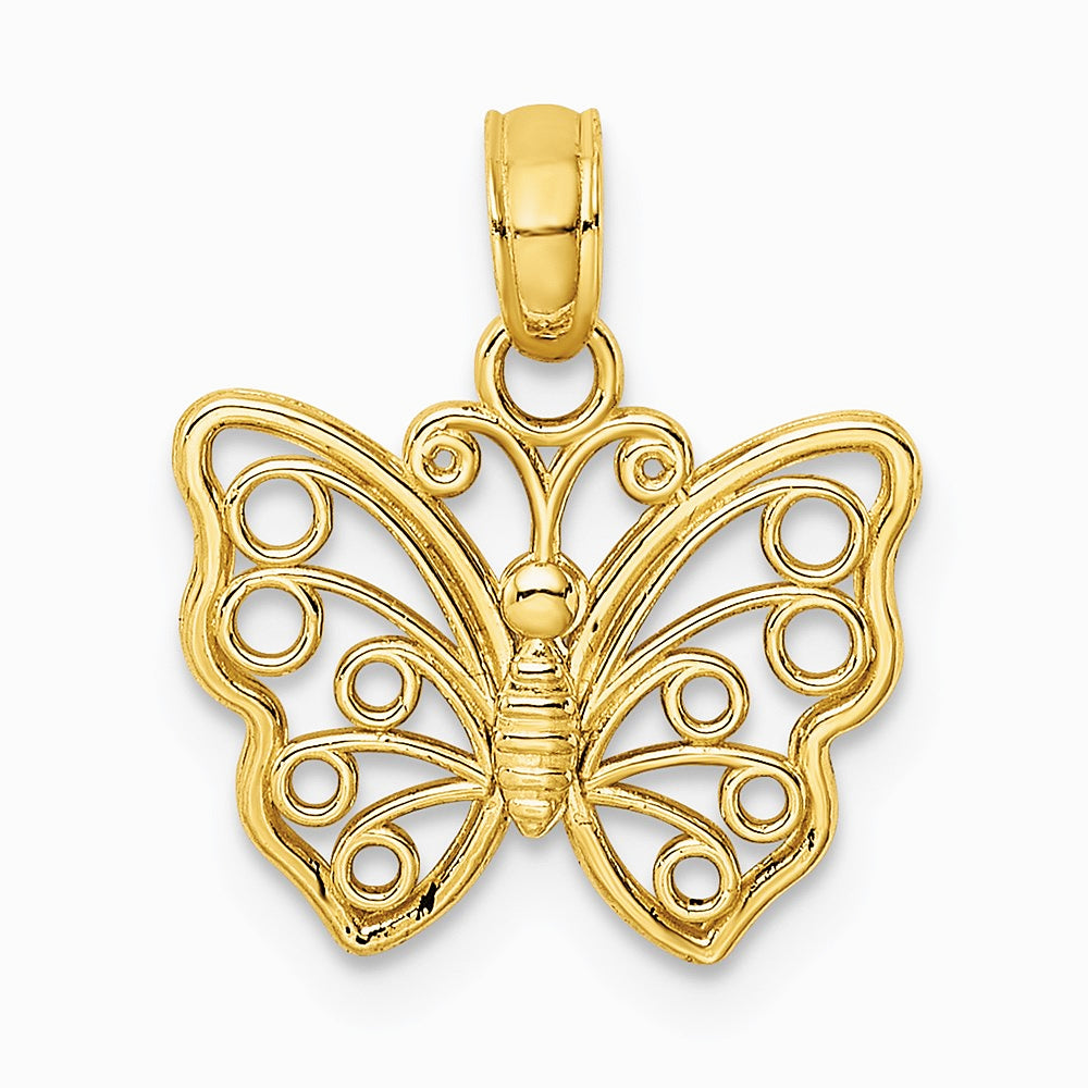 10K / 14K Yellow Gold Cut-Out Small Butterfly Charm - Product Photo