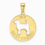 14K Yellow Gold MY BEST FRIEND with Dog Charm - Product Photo