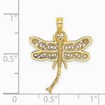 14K Yellow Gold Dragonfly with Beaded Filigree Wings Charm - Product Photo