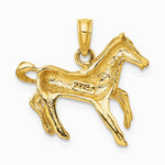 10K / 14K Yellow Gold 2-D Galloping Horse Charm - Product Photo