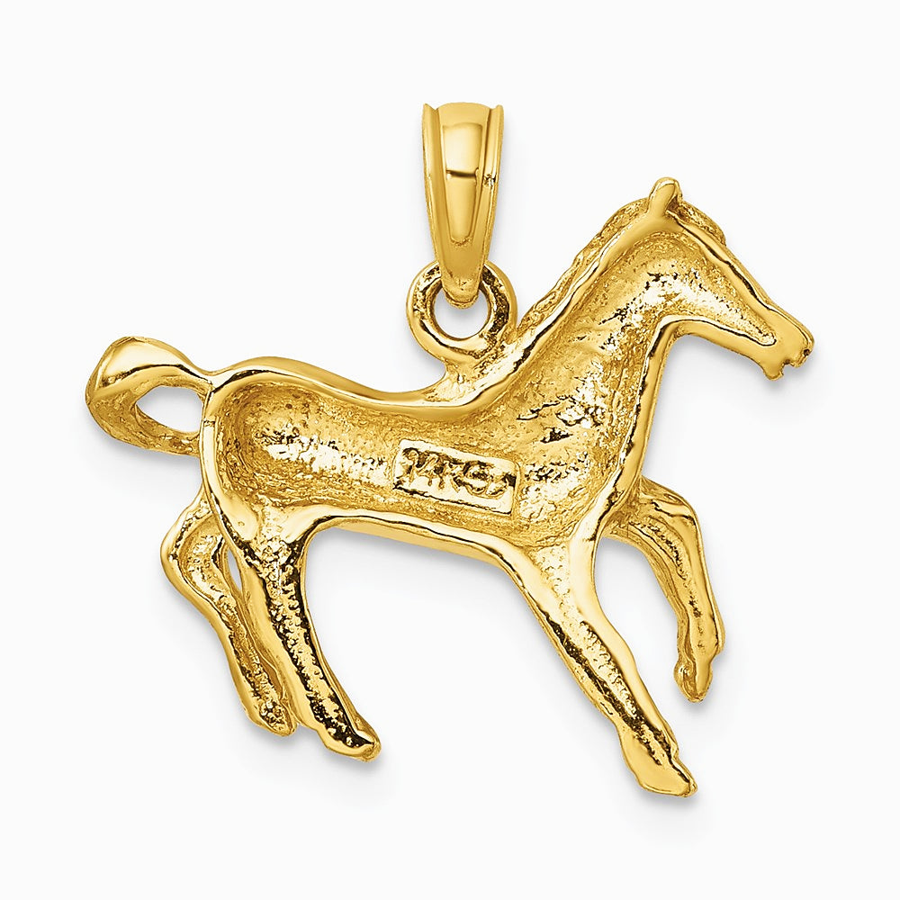 10K / 14K Yellow Gold 2-D Galloping Horse Charm - Product Photo