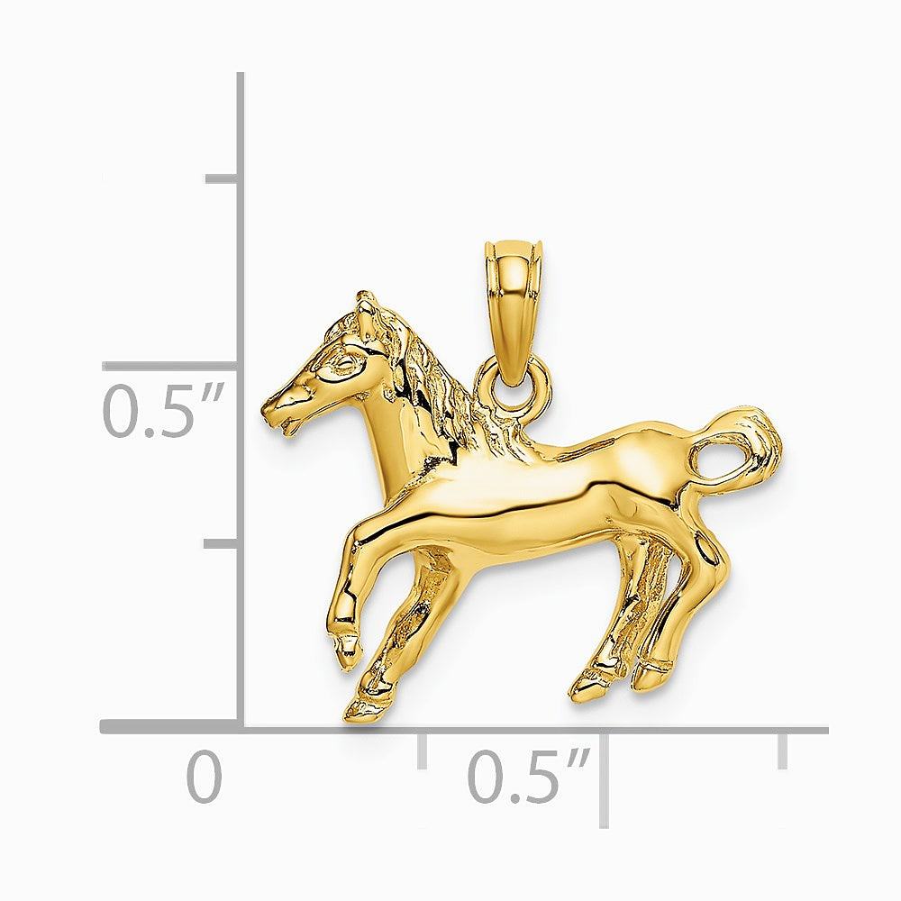 10K / 14K Yellow Gold 2-D Galloping Horse Charm - Product Photo