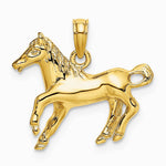 10K / 14K Yellow Gold 2-D Galloping Horse Charm - Product Photo