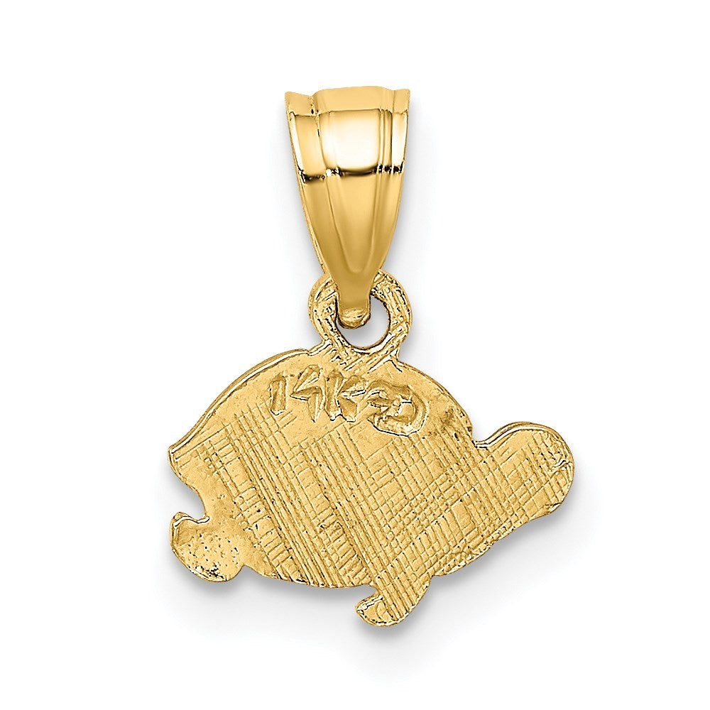 10K / 14K Yellow Gold Flat and Engraved Mini Turtle Charm - Product Photo