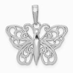 14K White Gold Filigree Butterfly Charm - Product Photo