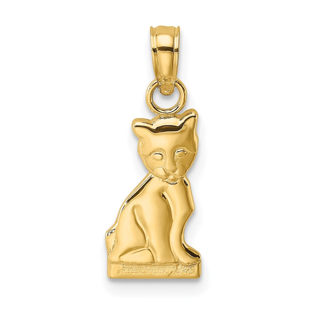 10K / 14K Yellow Gold Mini Sitting Kitten Charm - Product Photo
