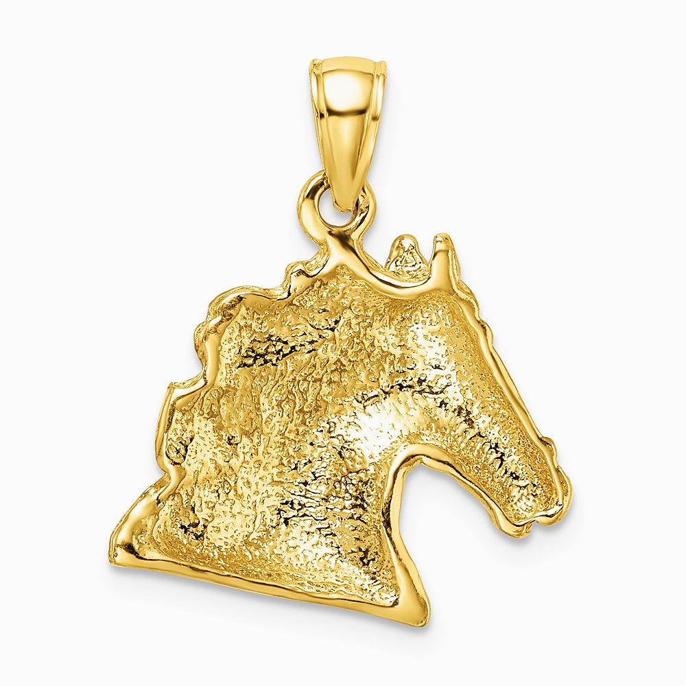 10K / 14K Yellow Gold Textured Horse Head Charm - Product Photo