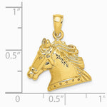 10K / 14K Yellow Gold Textured Horse Head Charm - Product Photo