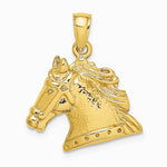10K / 14K Yellow Gold Textured Horse Head Charm - Product Photo