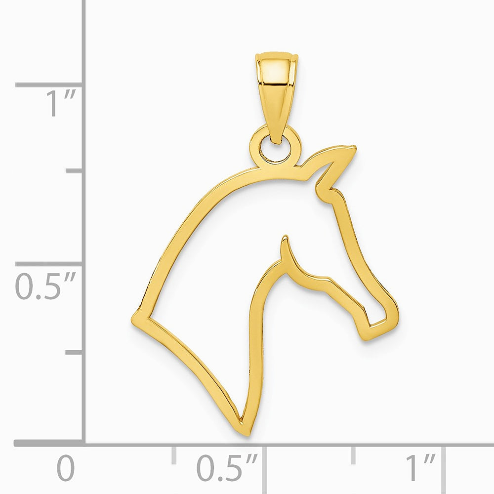 10K / 14K Yellow Gold Cut-Out Horse Head Profile Charm - Product Photo