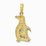 10K / 14K Yellow Gold 2-D Polished and Engraved Penguin Charm - Product Photo