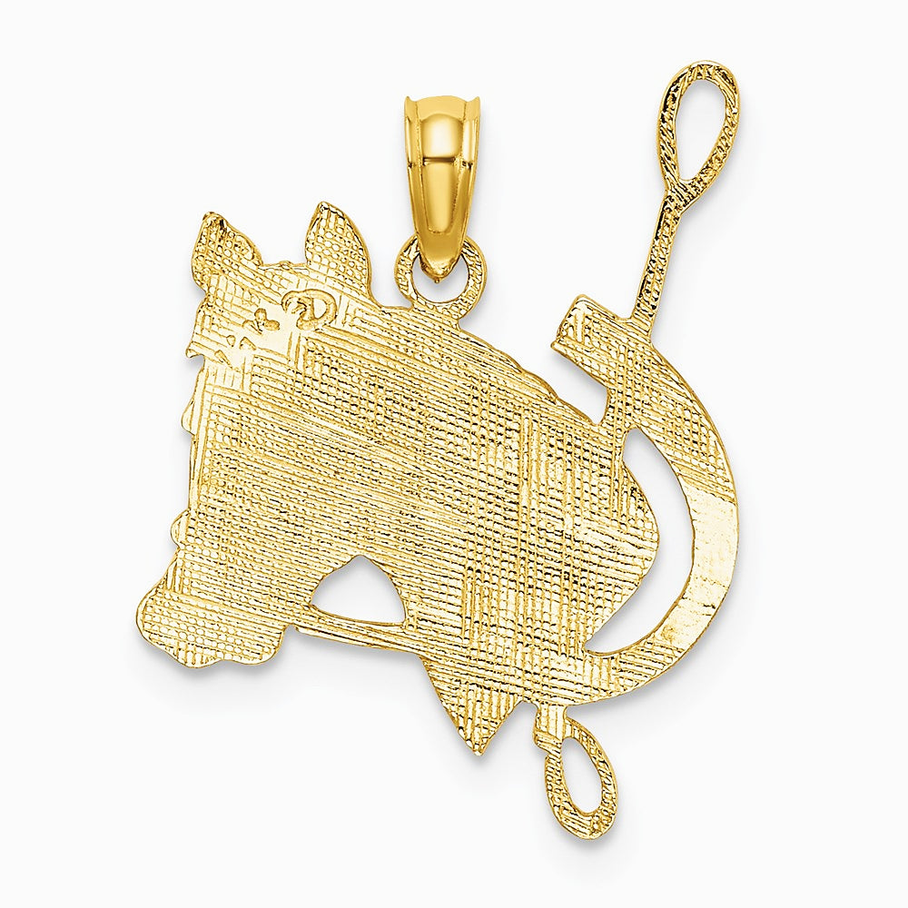 10K / 14K Yellow Gold Textured Horse Head and Shoe Charm - Product Photo