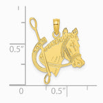 10K / 14K Yellow Gold Textured Horse Head and Shoe Charm - Product Photo