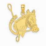 10K / 14K Yellow Gold Textured Horse Head and Shoe Charm - Product Photo