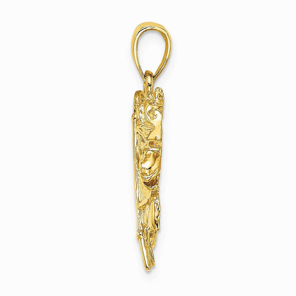 10K / 14K Yellow Gold Horse Head w/ Shoe and Crop Charm - Product Photo