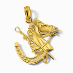 10K / 14K Yellow Gold Horse Head w/ Shoe and Crop Charm - Product Photo
