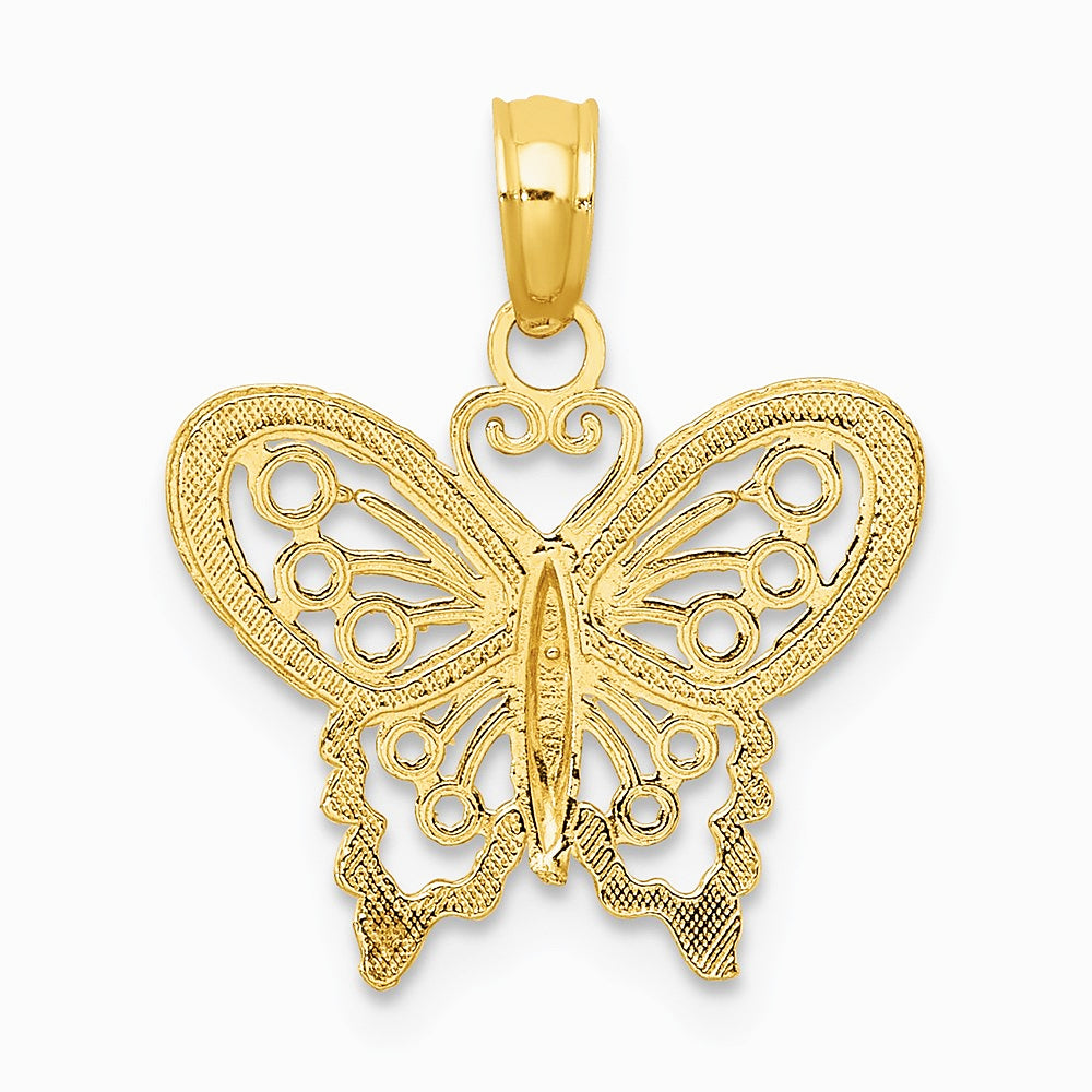 10K / 14K Yellow Gold Diamond-cut Butterfly Charm - Product Photo