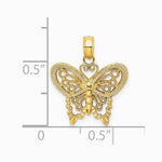 10K / 14K Yellow Gold Diamond-cut Butterfly Charm - Product Photo