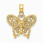 10K / 14K Yellow Gold Diamond-cut Butterfly Charm - Product Photo