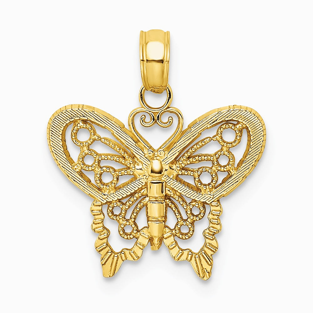 10K / 14K Yellow Gold Diamond-cut Butterfly Charm - Product Photo
