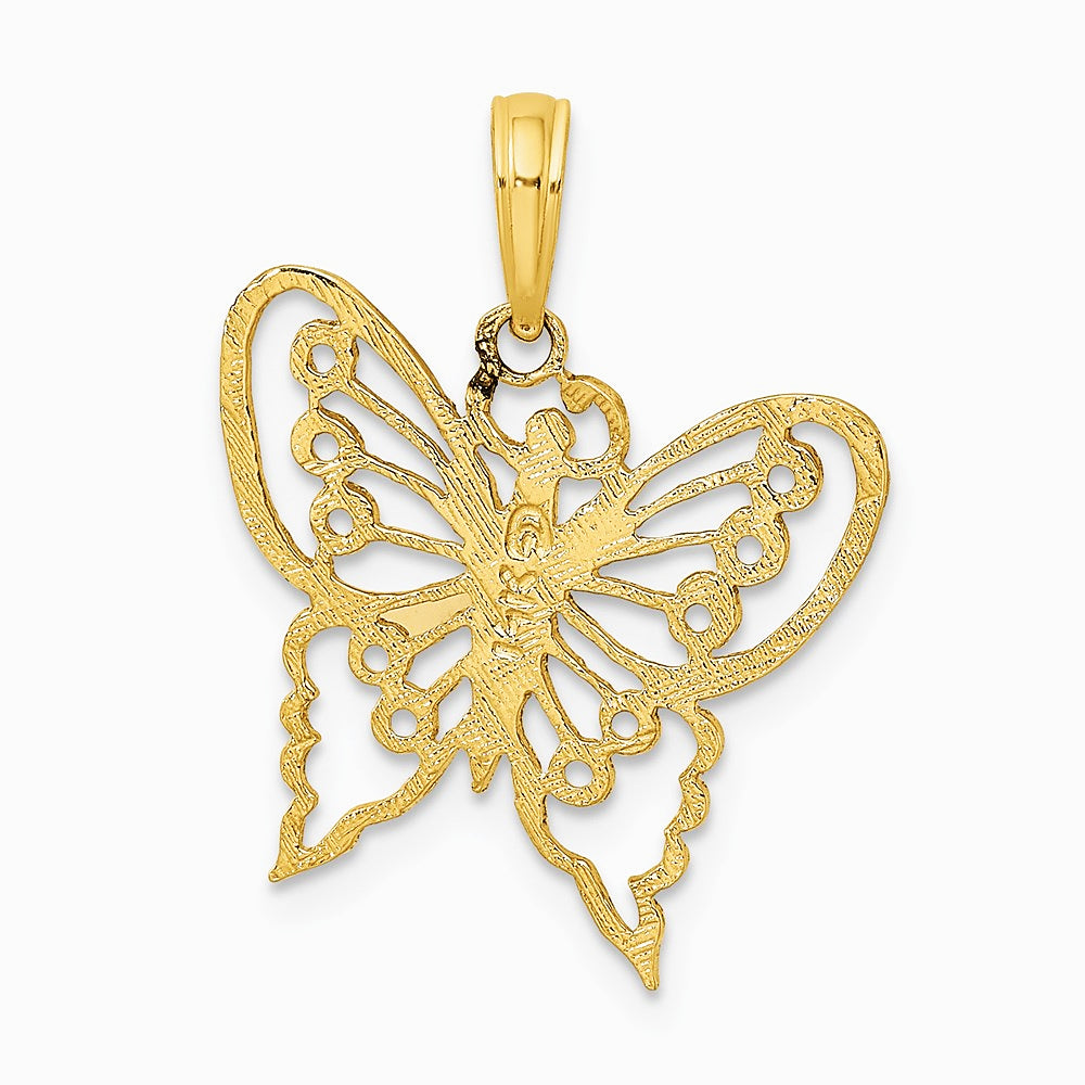 10K / 14K Yellow Gold Cut-Out Butterfly Charm - Product Photo